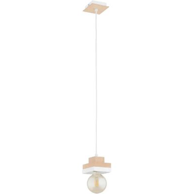 Suspension décorative blanc/bois E27 1x15W MIKO Alfa - Publicité Suspension décorative blanc/bois E27 1x15W MIKO Alfa - Publicité
