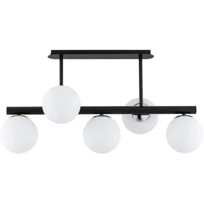 Alfa Plafonnier moderne noir globes blancs Tukane 5xE14 - Publicité Alfa Plafonnier moderne noir globes blancs Tukane 5xE14 - Publicité
