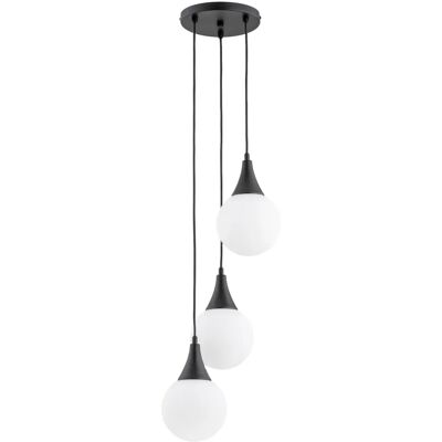 Suspension noire 3 globes blancs E14 10W Gemini Alfa - Publicité Suspension noire 3 globes blancs E14 10W Gemini Alfa - Publicité