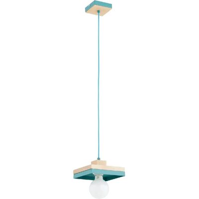 Suspension déco bleue bois/métal 1xE27 15W MIKO Alfa - Publicité Suspension déco bleue bois/métal 1xE27 15W MIKO Alfa - Publicité