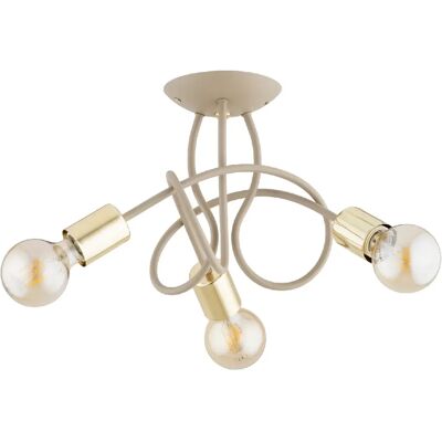 Plafonnier moderne beige-or bras mêlés 3xE27 HOSSA Alfa - Publicité Plafonnier moderne beige-or bras mêlés 3xE27 HOSSA Alfa - Publicité