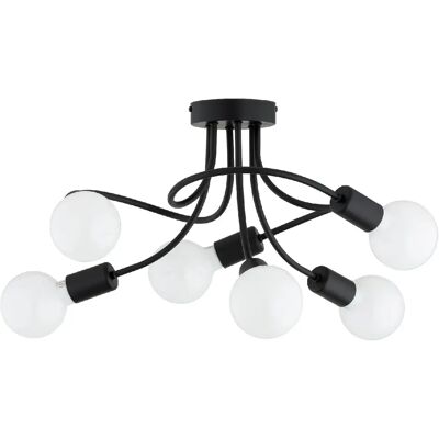 Plafonnier minimaliste noir bras entremêlés 6xE27 HITO Alfa - Publicité Plafonnier minimaliste noir bras entremêlés 6xE27 HITO Alfa - Publicité