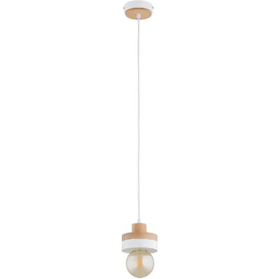 Suspension déco blanc/bois rond E27 15W Larso Alfa - Publicité Suspension déco blanc/bois rond E27 15W Larso Alfa - Publicité