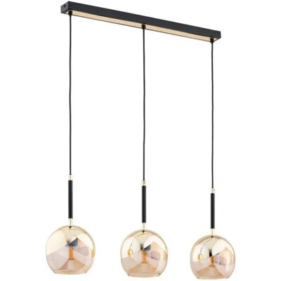 Suspension linéaire Prada Alfa noir/or 3 globes verre E27 - Publicité Suspension linéaire Prada Alfa noir/or 3 globes verre E27 - Publicité