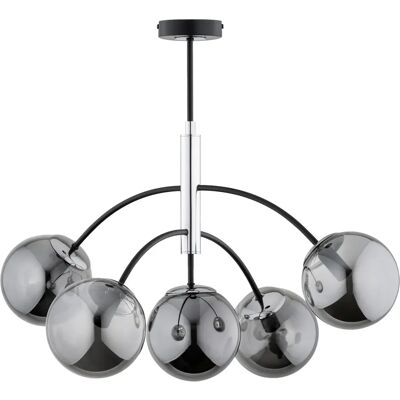 Alfa Plafonnier moderne noir argent globes fumé 5xE14 ARINI - Publicité Alfa Plafonnier moderne noir argent globes fumé 5xE14 ARINI - Publicité