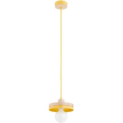 Suspension minimaliste jaune bois E27 15W Larso Alfa - Publicité Suspension minimaliste jaune bois E27 15W Larso Alfa - Publicité
