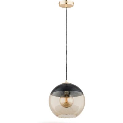Suspension globe ambre noir doré E27 15W Hira Alfa - Publicité Suspension globe ambre noir doré E27 15W Hira Alfa - Publicité