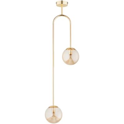 Plafonnier Vector Alfa doré métal 2 globes 2xE14 108cm - Publicité Plafonnier Vector Alfa doré métal 2 globes 2xE14 108cm - Publicité