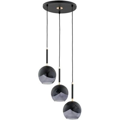 Suspension Miltona Ø38 noire, 3 globes fumés E27 Alfa - Publicité Suspension Miltona Ø38 noire, 3 globes fumés E27 Alfa - Publicité