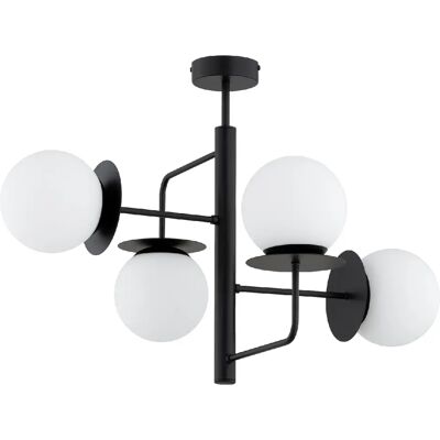 Plafonnier moderne noir 4 globes blancs E14 Alfa Lamur - Publicité Plafonnier moderne noir 4 globes blancs E14 Alfa Lamur - Publicité
