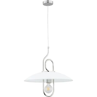 Suspension Alfa Chee chromée/blanc métal E27 60W Ø47cm - Publicité Suspension Alfa Chee chromée/blanc métal E27 60W Ø47cm - Publicité