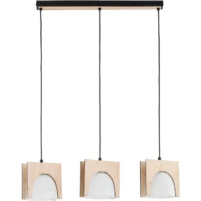 Alfa Suspension scandinave noir/bois cadres carrés 3xE27 - Publicité Alfa Suspension scandinave noir/bois cadres carrés 3xE27 - Publicité