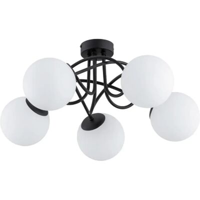 Plafonnier classique noir BANKO 5 globes blancs 5xE14 Alfa - Publicité Plafonnier classique noir BANKO 5 globes blancs 5xE14 Alfa - Publicité