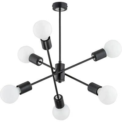 Suspension loft métal noire salon 6xE27 Ø46cm MADI Alfa - Publicité Suspension loft métal noire salon 6xE27 Ø46cm MADI Alfa - Publicité