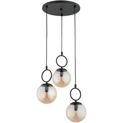 Suspension déco noire boules ambrées 3xE14 SITRO Alfa - Publicité Suspension déco noire boules ambrées 3xE14 SITRO Alfa - Publicité