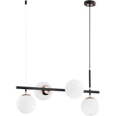 Suspension Fiore métal noire 4 globes blancs 4xE14 Alfa - Publicité Suspension Fiore métal noire 4 globes blancs 4xE14 Alfa - Publicité