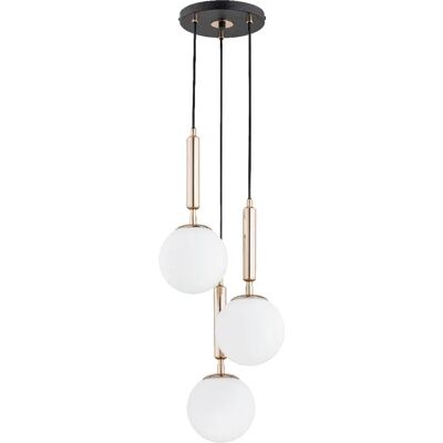 Suspension noire VOLDA ronde Ø28 3xE14 laiton Alfa - Publicité Suspension noire VOLDA ronde Ø28 3xE14 laiton Alfa - Publicité