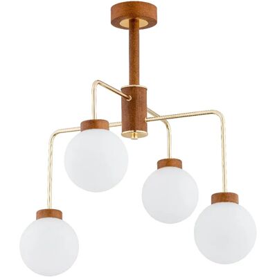 Suspension bois 4 globes blancs E14 10W Choko Alfa - Publicité Suspension bois 4 globes blancs E14 10W Choko Alfa - Publicité