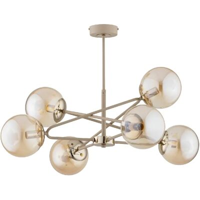 Alfa Plafonnier moderne beige-or, globes ambre 6xE27 SAGITO - Publicité Alfa Plafonnier moderne beige-or, globes ambre 6xE27 SAGITO - Publicité