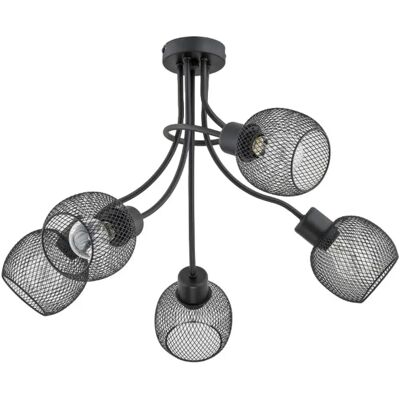 Plafonnier rustique métal grille 5xE27 noir Plena Alfa - Publicité Plafonnier rustique métal grille 5xE27 noir Plena Alfa - Publicité