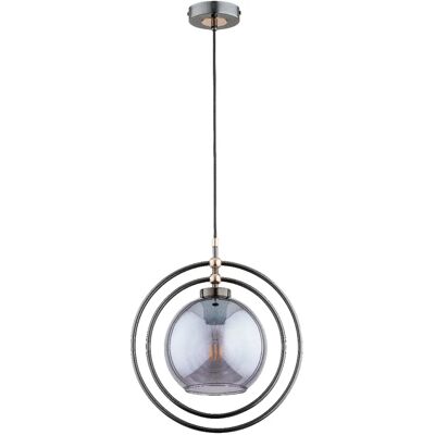 Suspension noire MANDI, verre fumé, anneaux E27 Alfa - Publicité Suspension noire MANDI, verre fumé, anneaux E27 Alfa - Publicité
