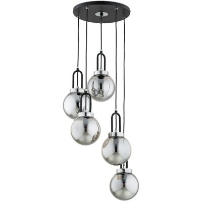 Suspension moderne ATORI 5xE14 Ø38 noir/chrome Alfa - Publicité Suspension moderne ATORI 5xE14 Ø38 noir/chrome Alfa - Publicité