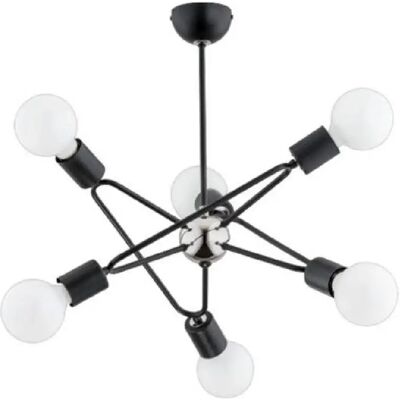 Plafonnier loft industriel 6xE27 noir/chrome Bari Alfa - Publicité Plafonnier loft industriel 6xE27 noir/chrome Bari Alfa - Publicité