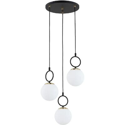 Suspension moderne noire/or 3 globes E14 Lister Alfa - Publicité Suspension moderne noire/or 3 globes E14 Lister Alfa - Publicité