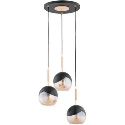 Suspension ronde noire 3 globes verre Miltona E27 Alfa - Publicité Suspension ronde noire 3 globes verre Miltona E27 Alfa - Publicité