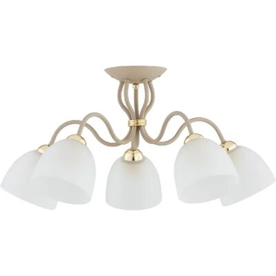 Plafonnier ARIEL Alfa beige-or 5xE27 15W globes blancs - Publicité Plafonnier ARIEL Alfa beige-or 5xE27 15W globes blancs - Publicité