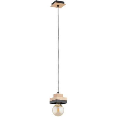 Suspension déco blocs noir/bois métal E27 15W MIKO Alfa - Publicité Suspension déco blocs noir/bois métal E27 15W MIKO Alfa - Publicité