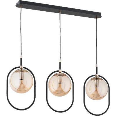 Suspension moderne noire 3xE14 verre ambré Alfa Amaro - Publicité Suspension moderne noire 3xE14 verre ambré Alfa Amaro - Publicité
