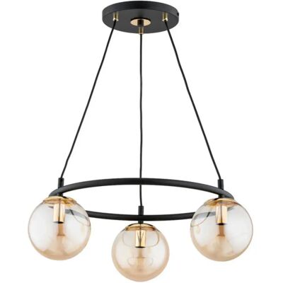 Suspension ronde noire 3 globes verre or Ringo 3xE14 Alfa - Publicité Suspension ronde noire 3 globes verre or Ringo 3xE14 Alfa - Publicité