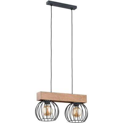 Suspension Arizan bois brun 2 cages noires 2xE27 Alfa - Publicité Suspension Arizan bois brun 2 cages noires 2xE27 Alfa - Publicité