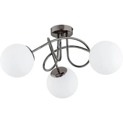Alfa Plafonnier classique Banko chrome foncé 3 globes E14 - Publicité Alfa Plafonnier classique Banko chrome foncé 3 globes E14 - Publicité