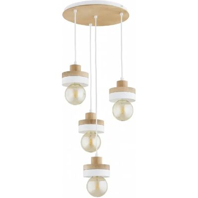 Suspension scandinave blanche bois 4xE27 Larso Alfa - Publicité Suspension scandinave blanche bois 4xE27 Larso Alfa - Publicité