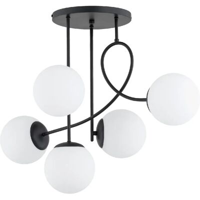 Plafonnier élégant noir globes blancs 5xE14 Alfa Modern - Publicité Plafonnier élégant noir globes blancs 5xE14 Alfa Modern - Publicité