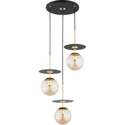 Alfa Suspension moderne QEENCY noir/or 3xE14 globes ambre - Publicité Alfa Suspension moderne QEENCY noir/or 3xE14 globes ambre - Publicité