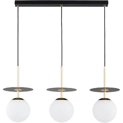 Suspension linéaire noir or 3 globes E14 QEENCY Alfa - Publicité Suspension linéaire noir or 3 globes E14 QEENCY Alfa - Publicité