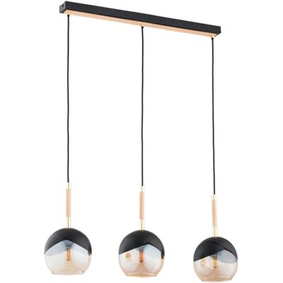 Suspension PRADA allongée 3 globes fumés or E27 Alfa - Publicité Suspension PRADA allongée 3 globes fumés or E27 Alfa - Publicité