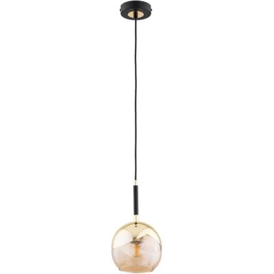 Suspension Alfa Prada noire dorée globe verre E27 Ø15cm - Publicité Suspension Alfa Prada noire dorée globe verre E27 Ø15cm - Publicité