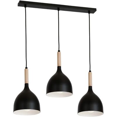 Luminex Noak Bois Suspension - 3 Lumières Style Industriel - Publicité Luminex Noak Bois Suspension - 3 Lumières Style Industriel - Publicité