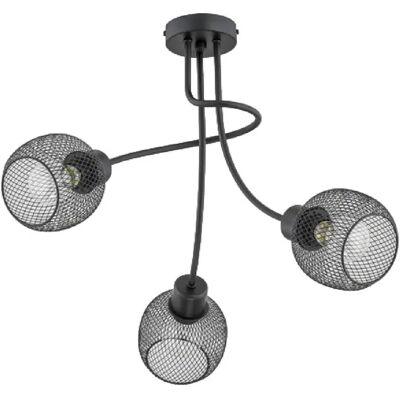 Plafonnier PLENA noir métal grillagé 3xE27 15W Alfa - Publicité Plafonnier PLENA noir métal grillagé 3xE27 15W Alfa - Publicité
