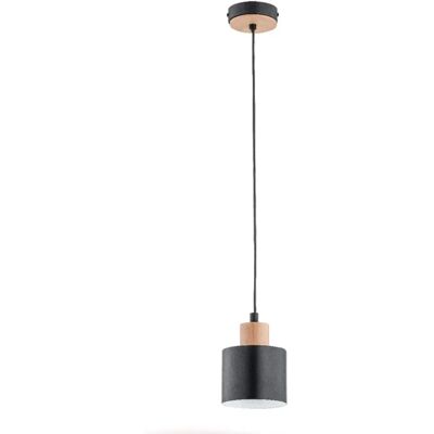 Suspension industrielle noire bois IVO E27 H90cm Alfa - Publicité Suspension industrielle noire bois IVO E27 H90cm Alfa - Publicité
