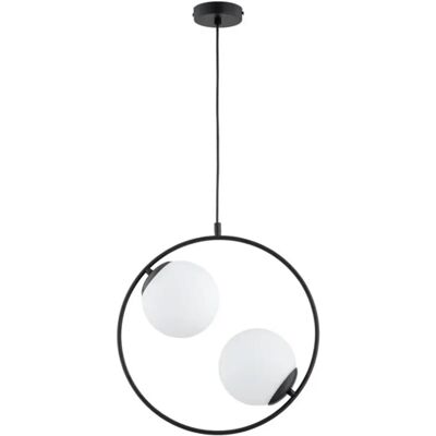 Suspension noire moderne anneau 2 globes E14 Alfa Adino - Publicité Suspension noire moderne anneau 2 globes E14 Alfa Adino - Publicité