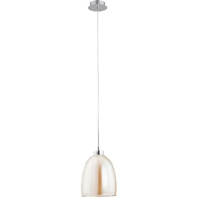Suspension Alfa Ronda verre ambré chrome E27/60W Ø18cm - Publicité Suspension Alfa Ronda verre ambré chrome E27/60W Ø18cm - Publicité