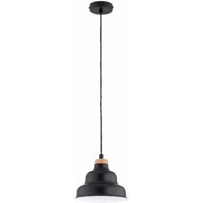 Suspension industrielle petite noire bois E27 Ø21,5 Alfa - Publicité Suspension industrielle petite noire bois E27 Ø21,5 Alfa - Publicité