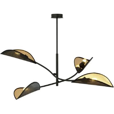 Plafonnier métal Emibig Lotus 4 noir/or 4xE14 102 cm - Publicité Plafonnier métal Emibig Lotus 4 noir/or 4xE14 102 cm - Publicité