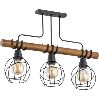 Suspension Alfa Fibia Drato bois foncé noir 3xE27 IP20 - Publicité Suspension Alfa Fibia Drato bois foncé noir 3xE27 IP20 - Publicité