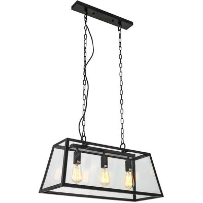 Suspension Italux Laverno industrielle noire mate 3xE27 - Publicité Suspension Italux Laverno industrielle noire mate 3xE27 - Publicité